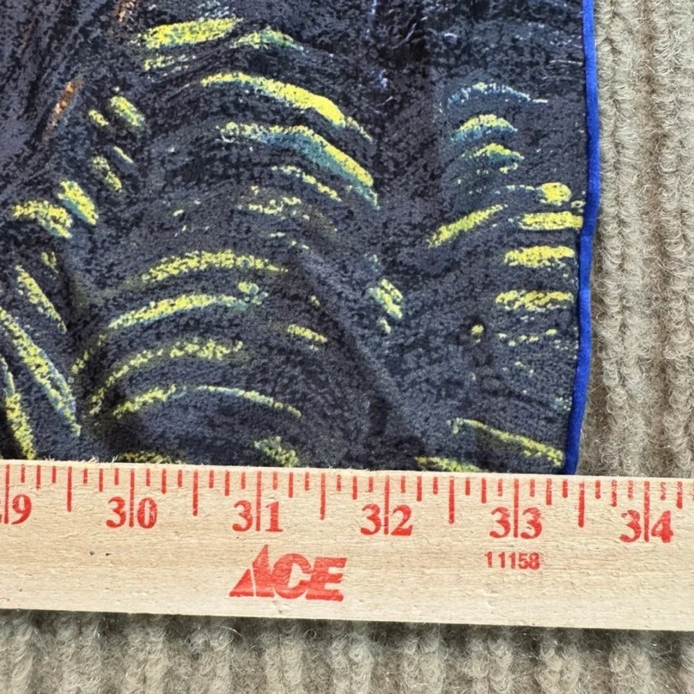The Starry Night Silk Scarf Blue Yellow Art Print Square Neck Scarf 33in